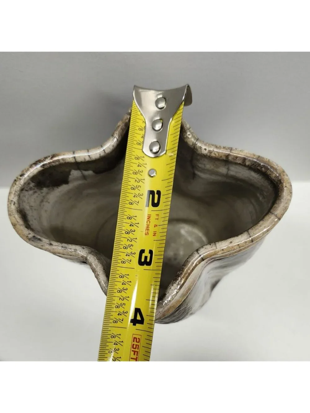 Raku Pottery Vase Earth Tones 7.75